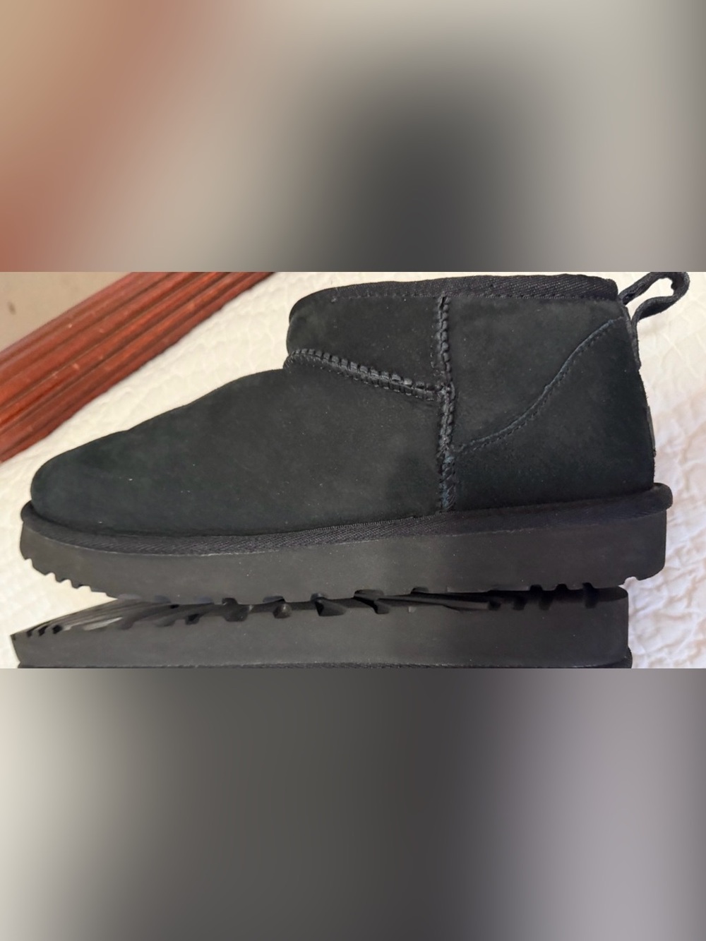 UGG Black Suede Shearling-Lined Women's Mules